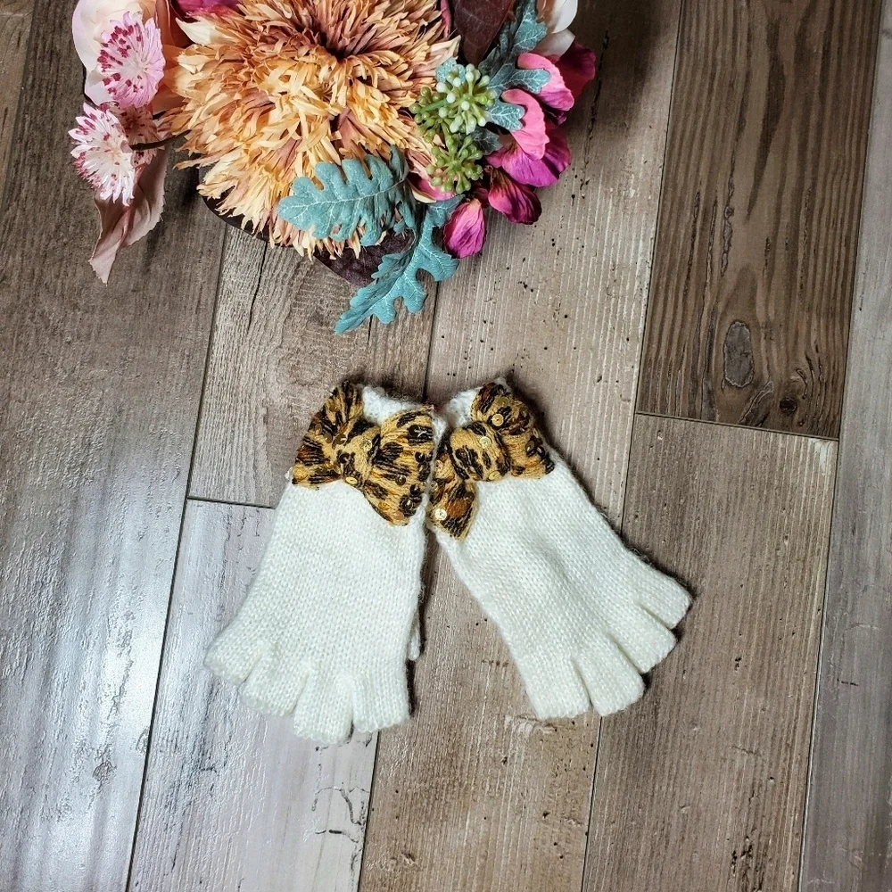 Y2K Vintage Betsey Johnson Sequins Knit Fingerless Gloves O/S